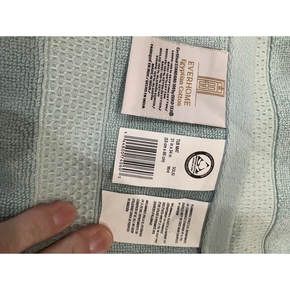Everhome Egyptian Cotton Tub Mat 100% Egyptian Cotton Mint Green 21 X 34